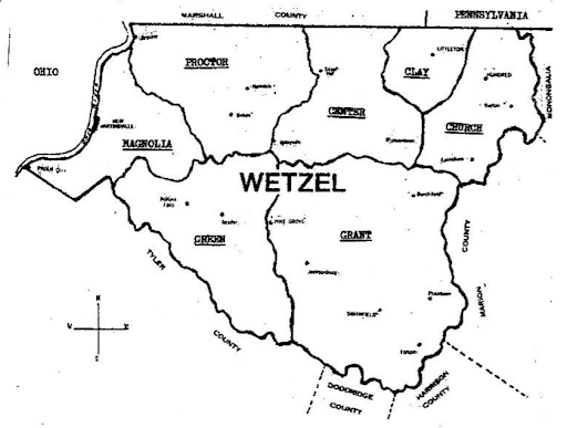 Districts of Wetzel County, West Virginia” West Virginia Genealogy Web. http://www.wvgenweb.org/wetzel/cemeteries/Wetzel_Co_D Districts of Wetzel County, West Virginia” West Virginia Genealogy Web. http://www.wvgenweb.org/wetzel/cemeteries/Wetzel_Co_D